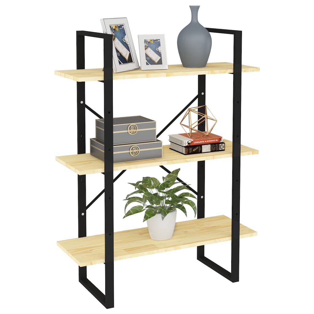 Estante com 3 prateleiras 80x30x105 cm pinho maciço castanho
