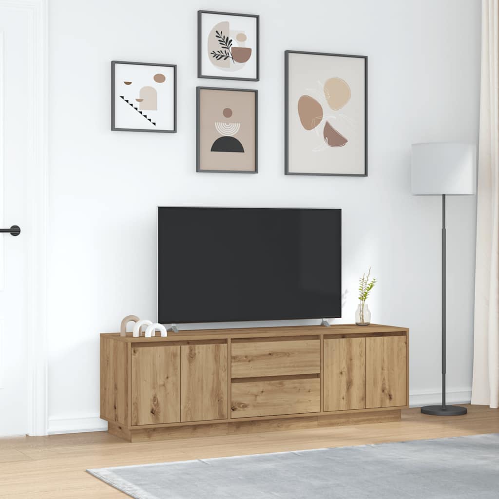 Móvel de TV com luzes LED 160,5x41x50 cm carvalho artisiano