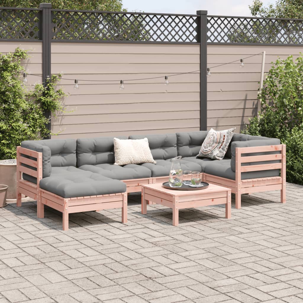 7 Pcs conj. sofás jardim c/ almofadões madeira abeto-de-douglas