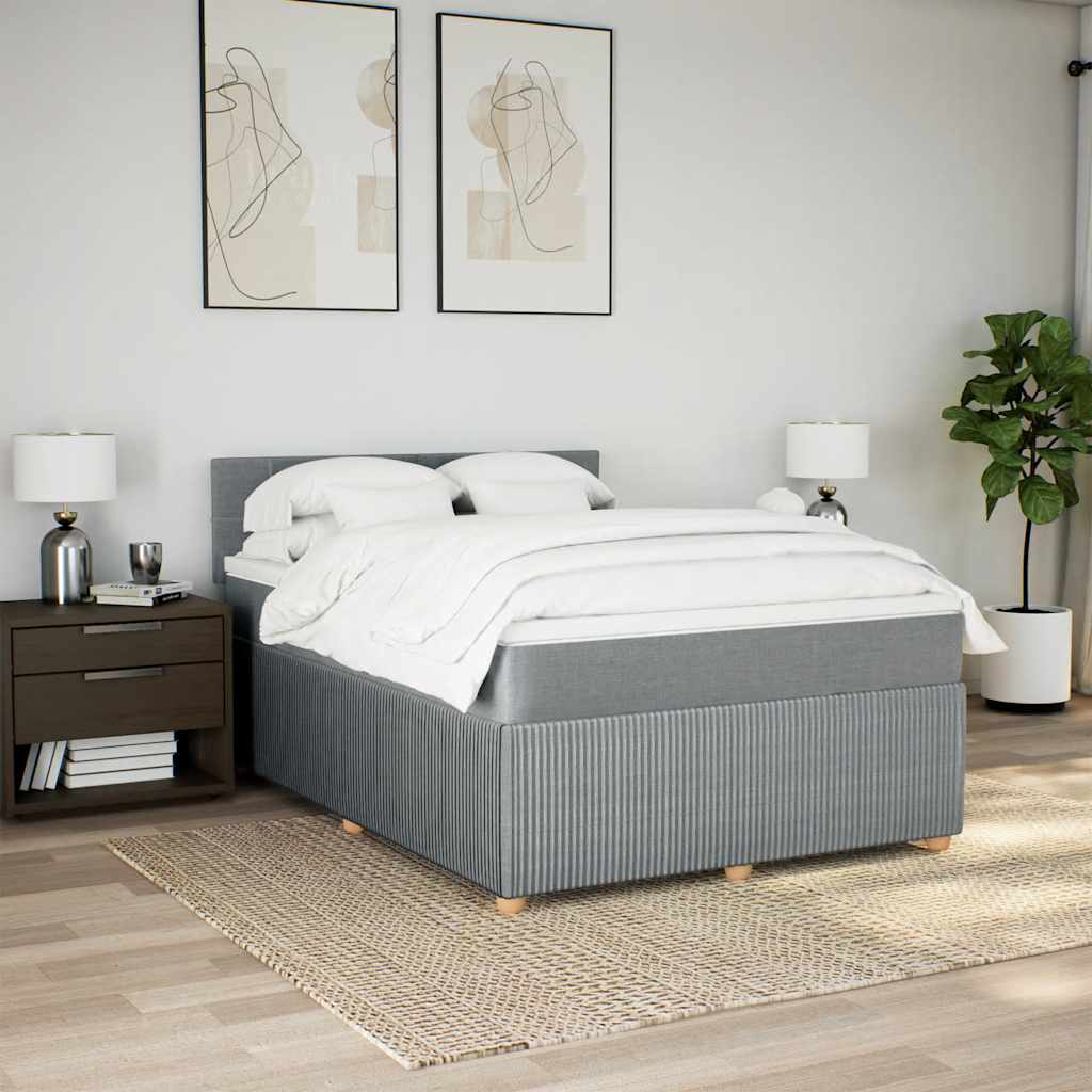 Cama com molas/colchão 140x190 cm tecido cinzento-claro