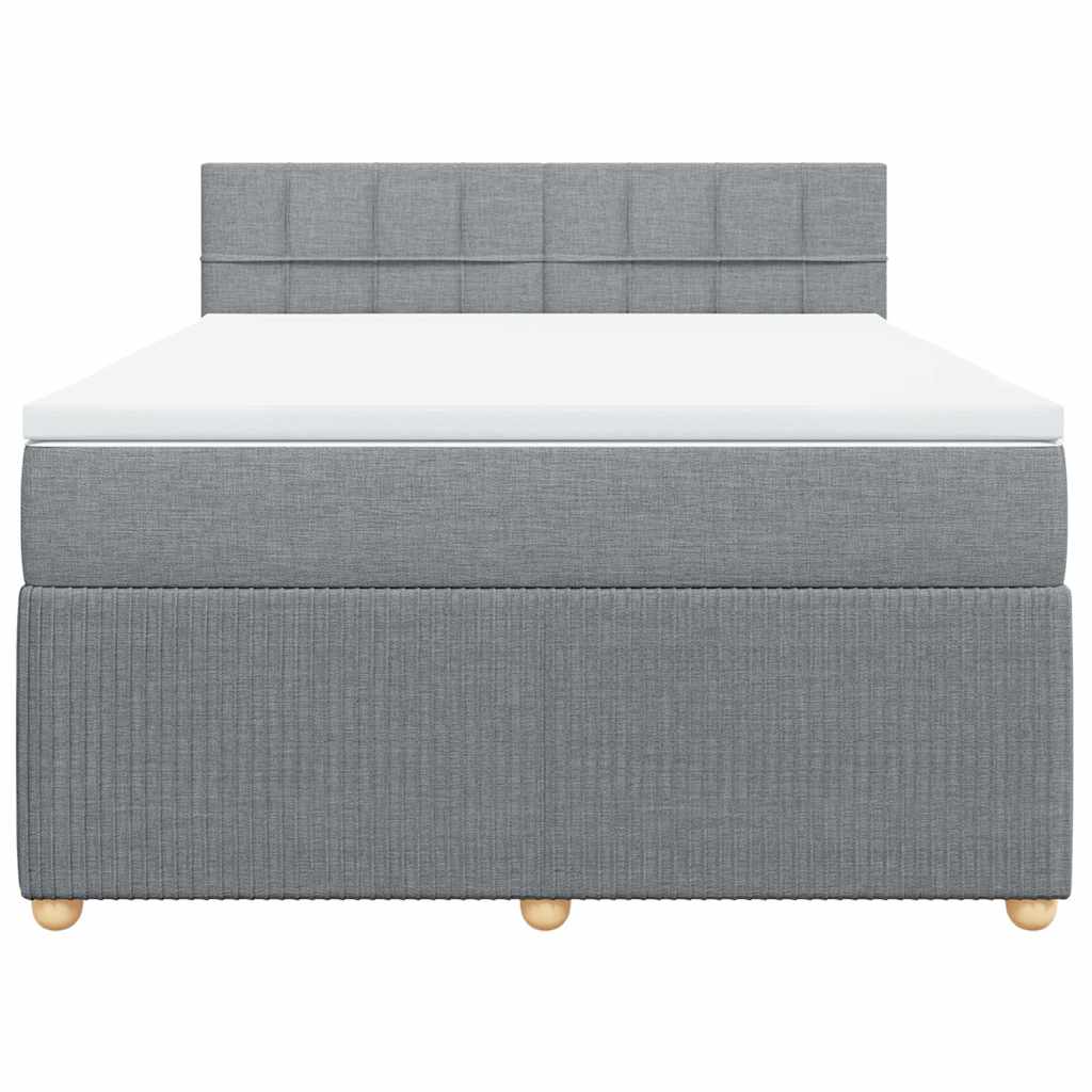Cama com molas/colchão 140x190 cm tecido cinzento-claro