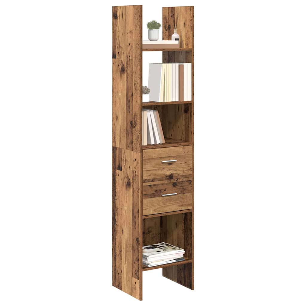 Gabinete de livros 2 níveis 40 x 35 x 180 cm madeira antiga