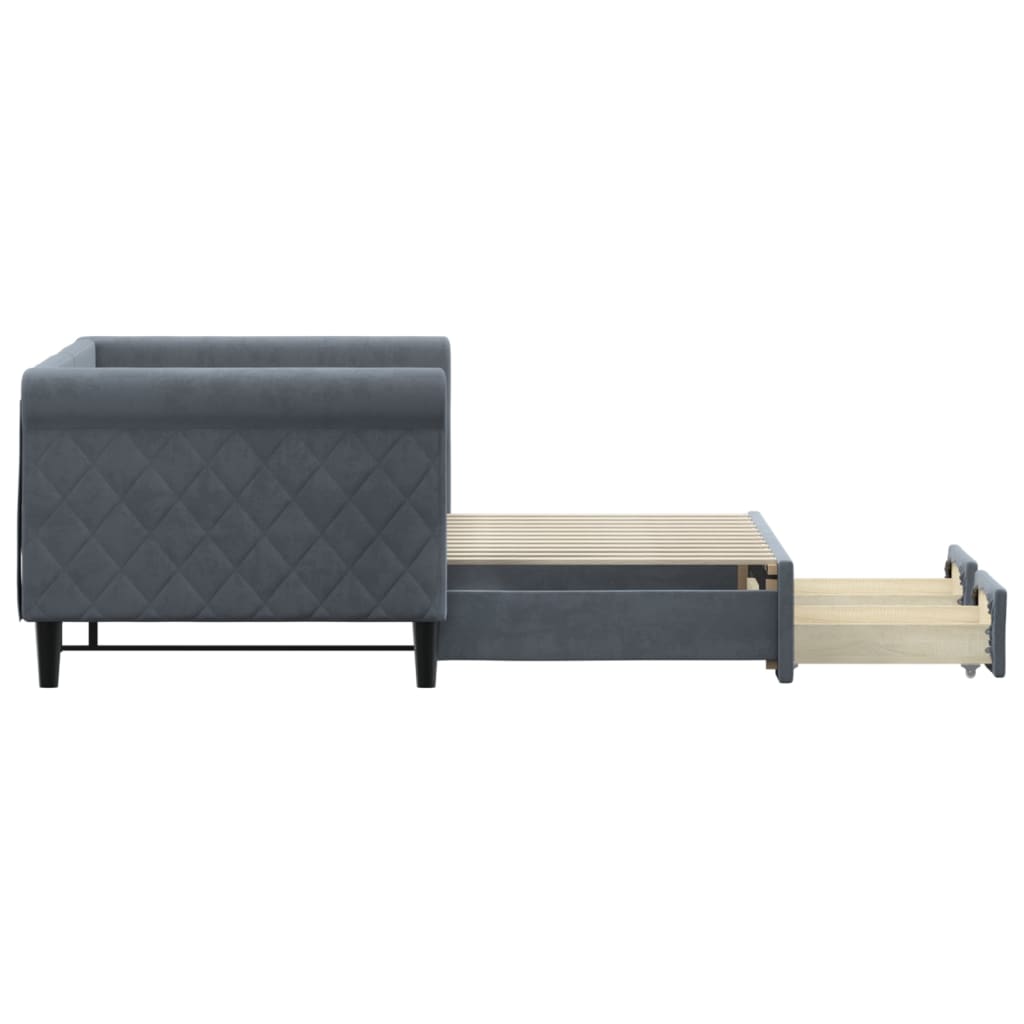 Sofá-cama c/ gavetão e gavetas 80x200 cm veludo cinzento-escuro