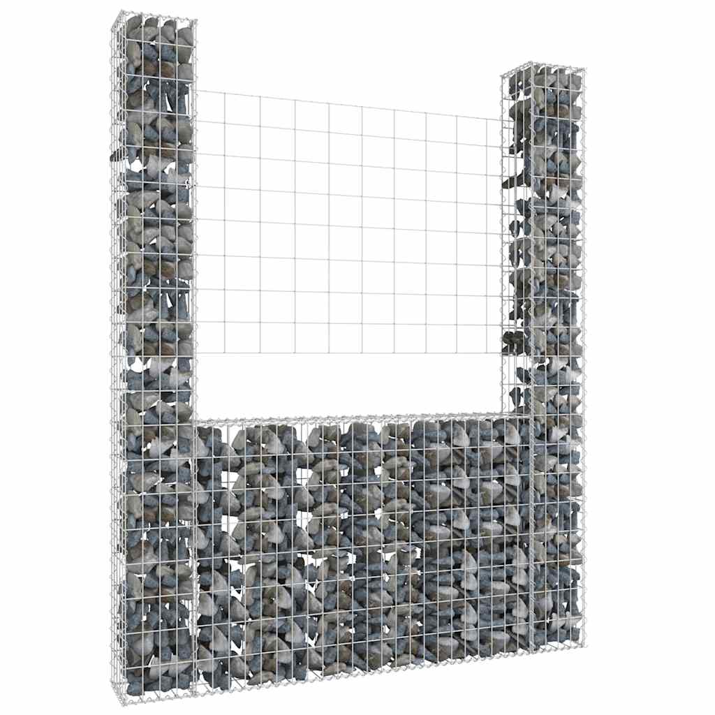 Cesto gabião em forma de u c/ 2 postes 140x20x200 cm ferro