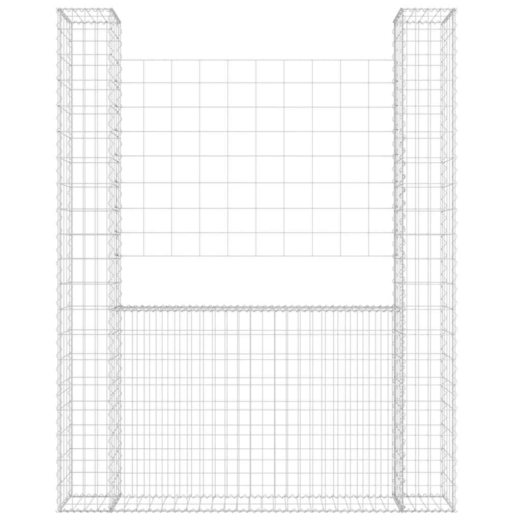 Cesto gabião em forma de u c/ 2 postes 140x20x200 cm ferro