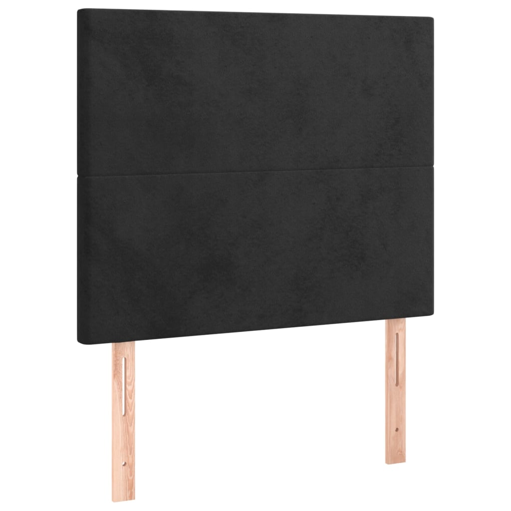 Cabeceira cama c/ LED veludo 80x5x118/128 cm preto
