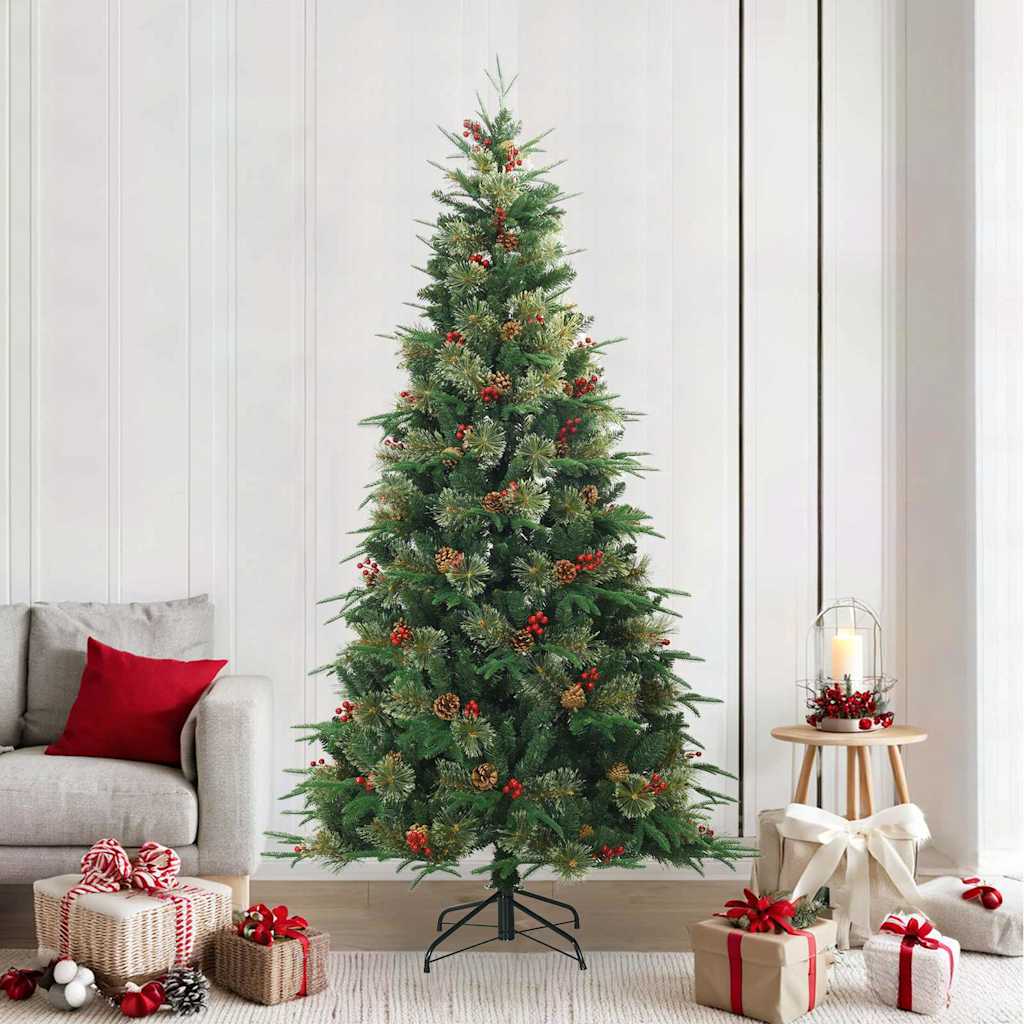 Árvore de natal articulada artificial com suporte verde 240 cm