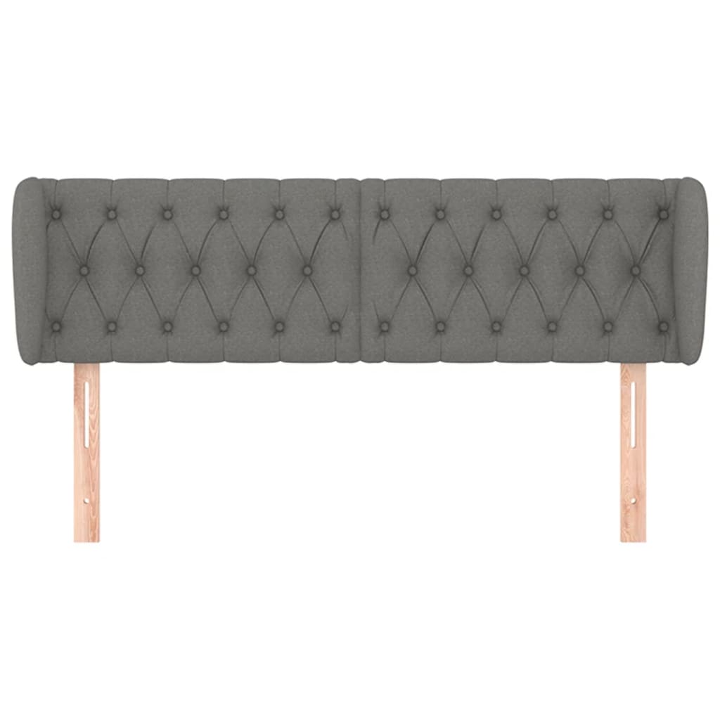 Cabeceira de cama c/ abas tecido 163x23x78/88cm cinzento-escuro