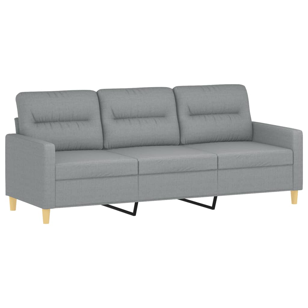 3 Pcs conjunto de sofás com almofadas tecido cinzento-claro