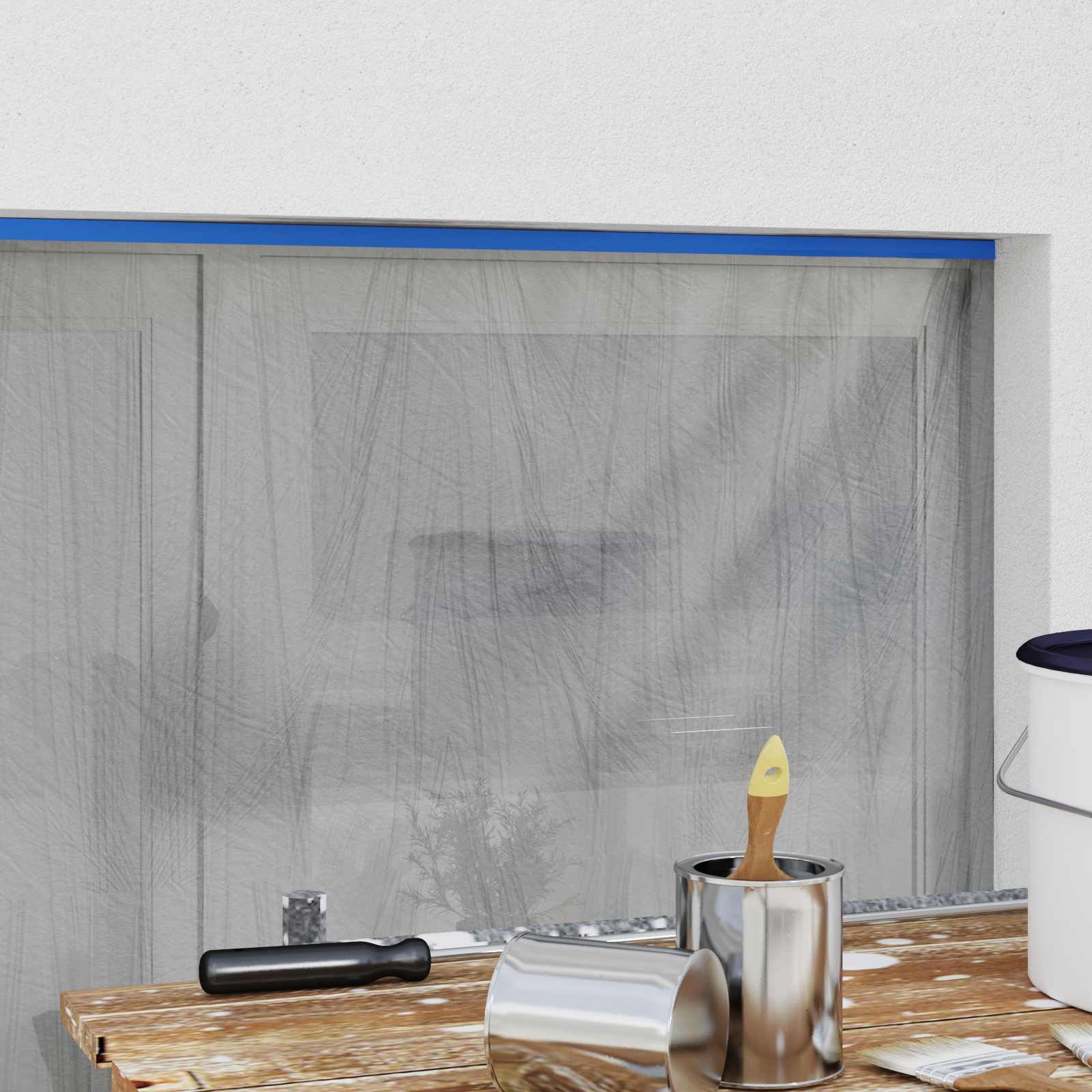 Filme de máscara com fita adesiva 12 unid. transparente e azul