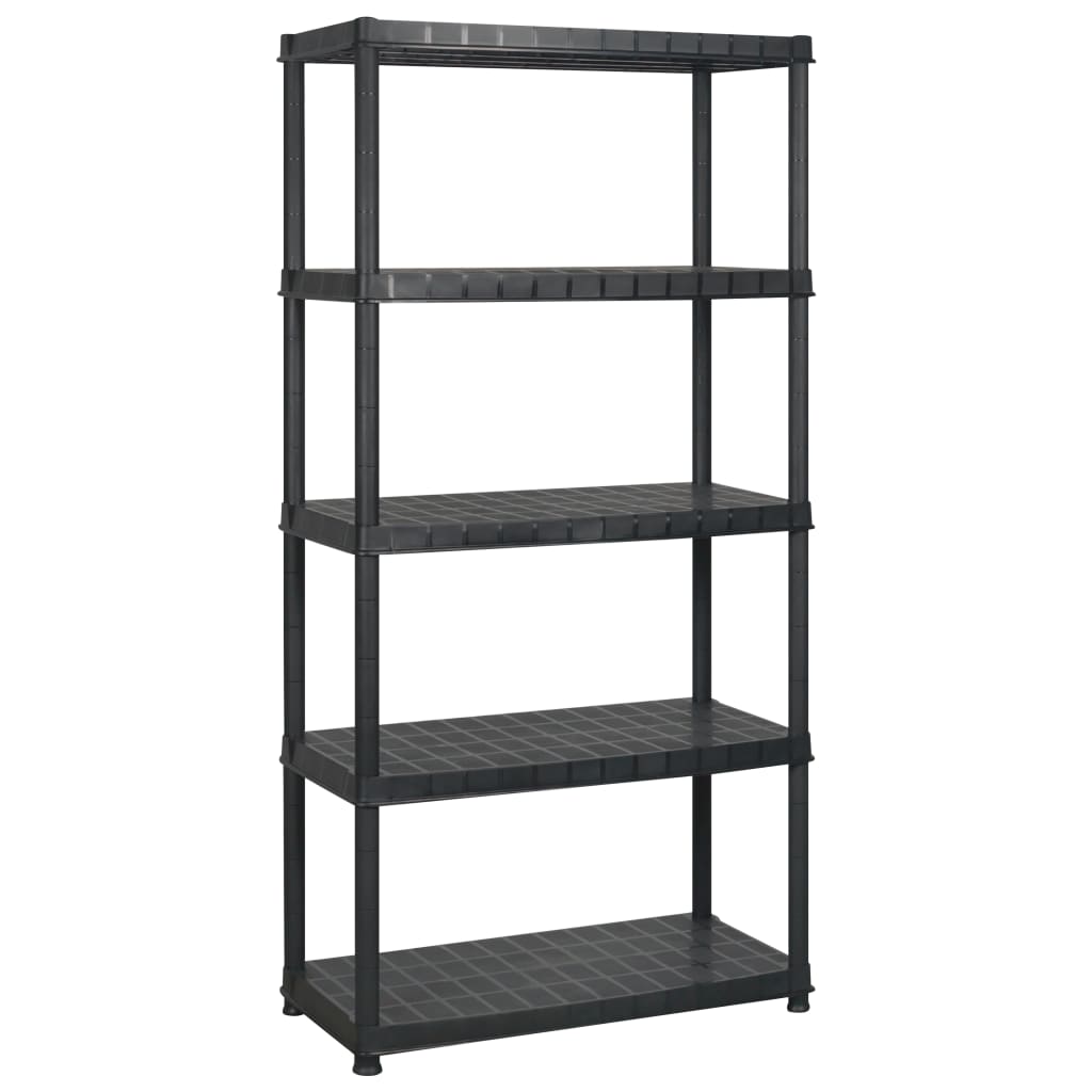Unidade com 5 prateleiras 183x45,7x185 cm plástico preto