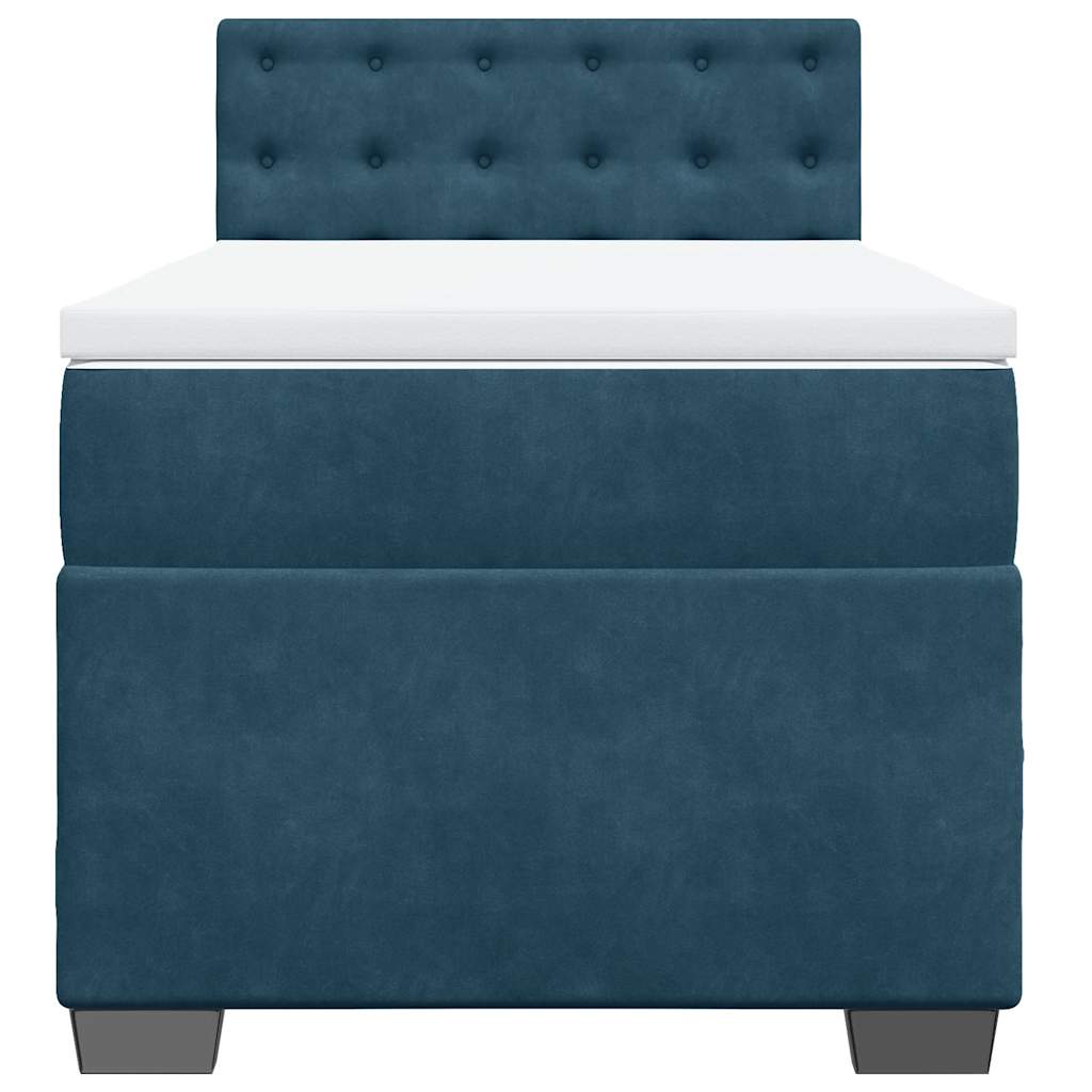 Cama com molas/colchão 90x190 cm veludo azul-escuro