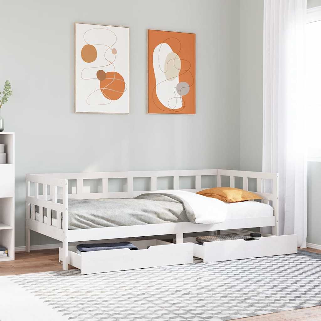 Sofá-cama com gavetas 80x200 cm madeira de pinho maciça
