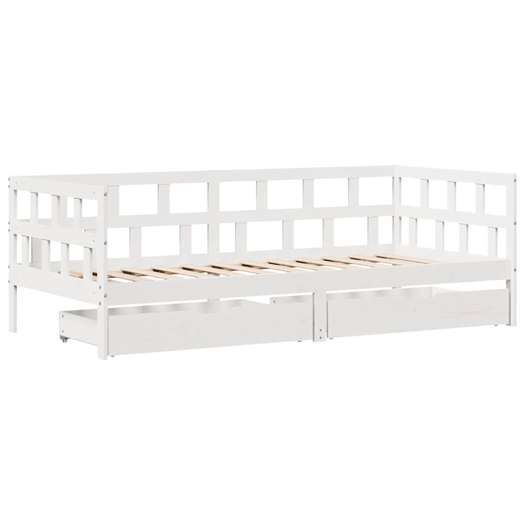 Sofá-cama com gavetas 80x200 cm madeira de pinho maciça
