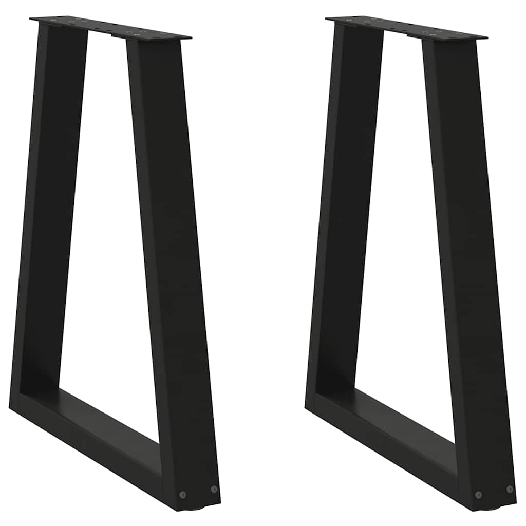Pés para mesa de jantar em formato de v, 2 peças, preto, 50x(72-73,3) cm, aço
