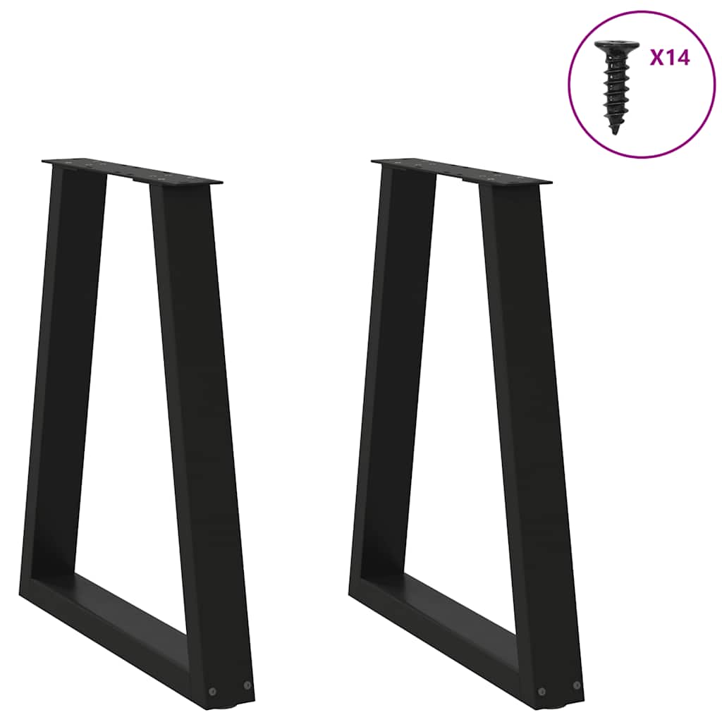 Pés para mesa de jantar em formato de v, 2 peças, preto, 50x(72-73,3) cm, aço