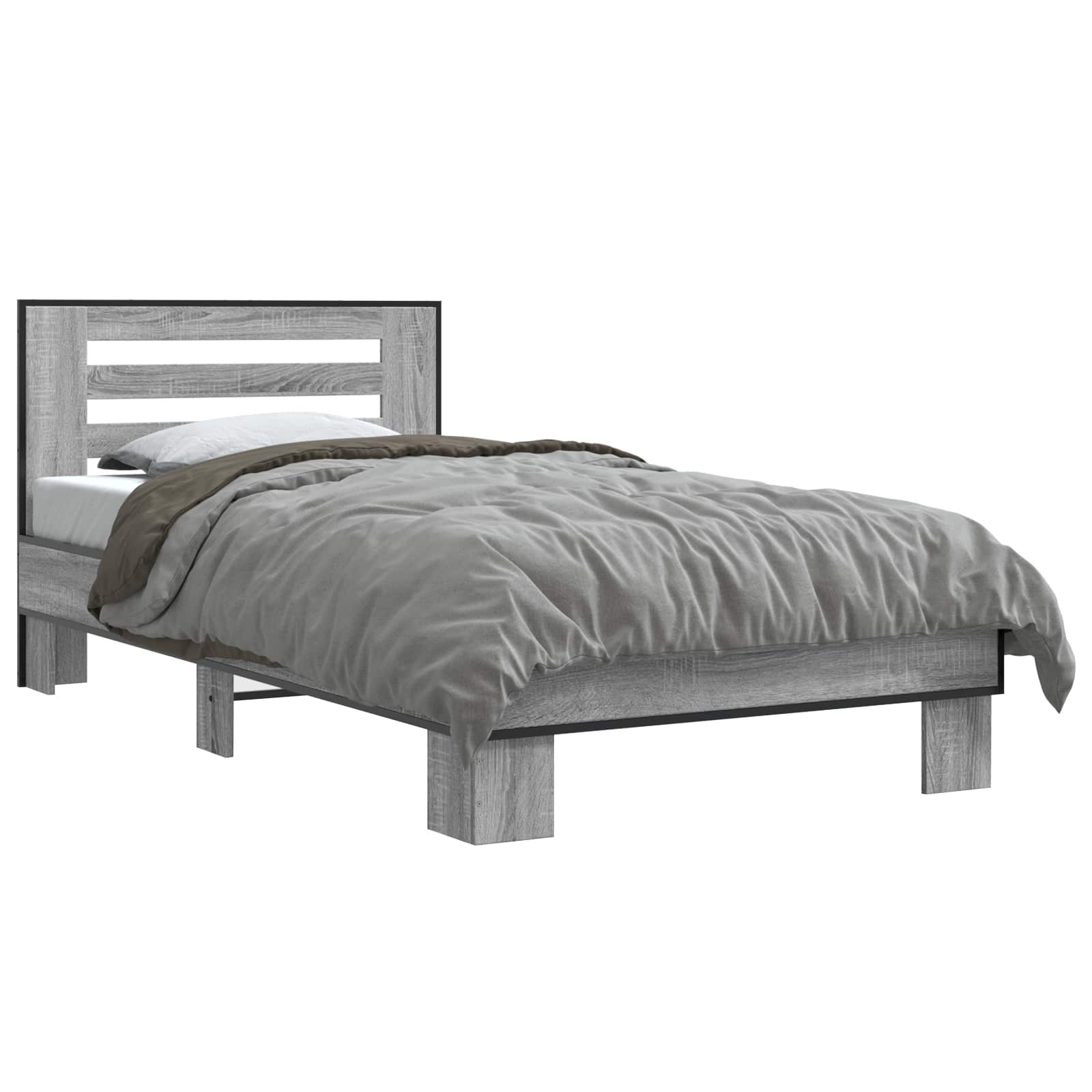 Estrutura de cama com cabeceira sonoma cinzento 80 x 200 cm