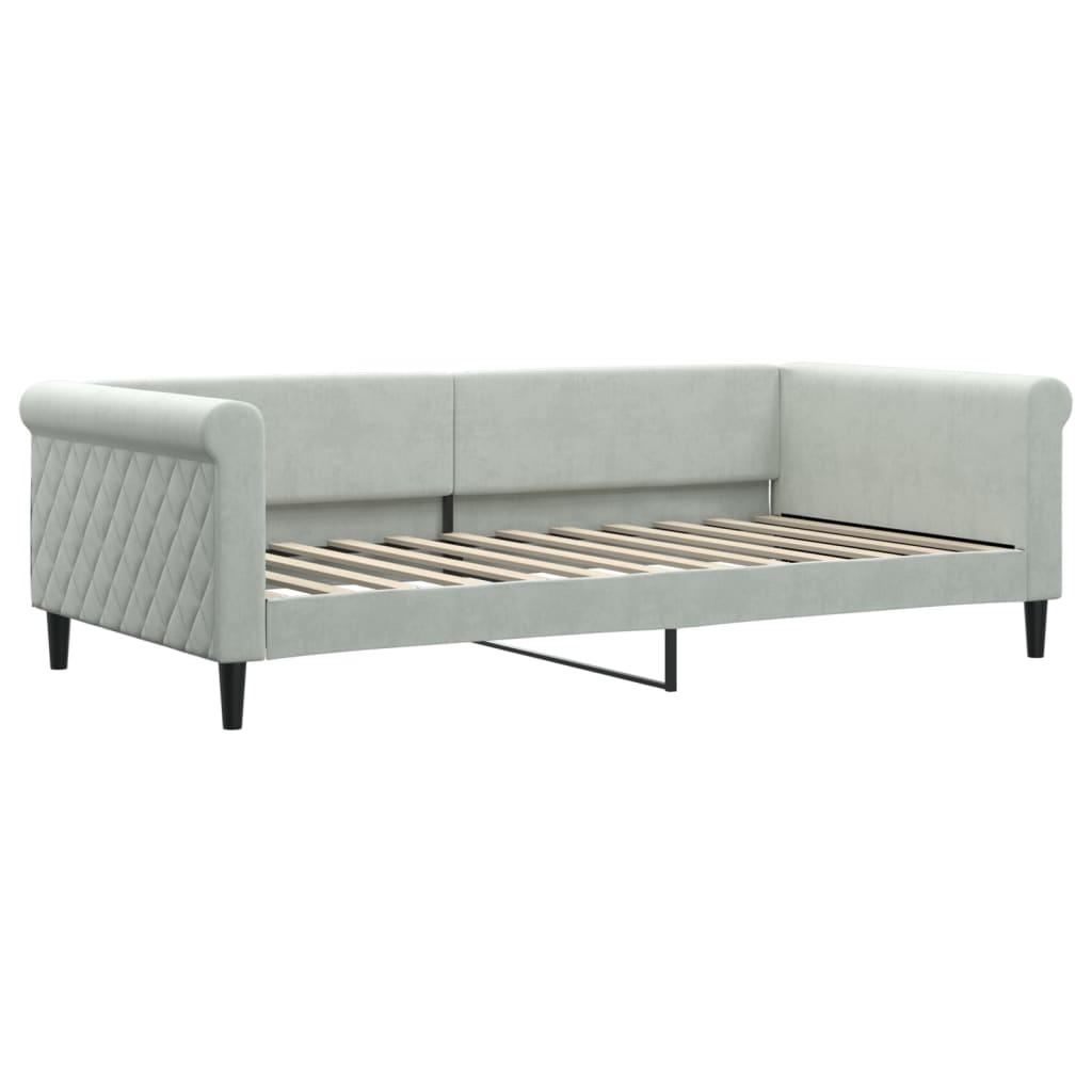 Sofá-cama com colchão 100x200 cm veludo cinzento-claro