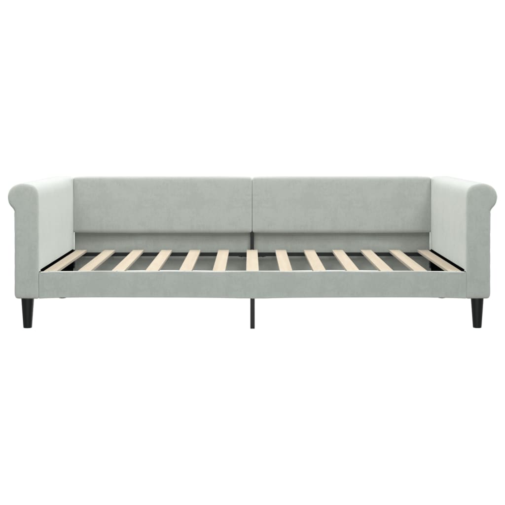 Sofá-cama com colchão 100x200 cm veludo cinzento-claro
