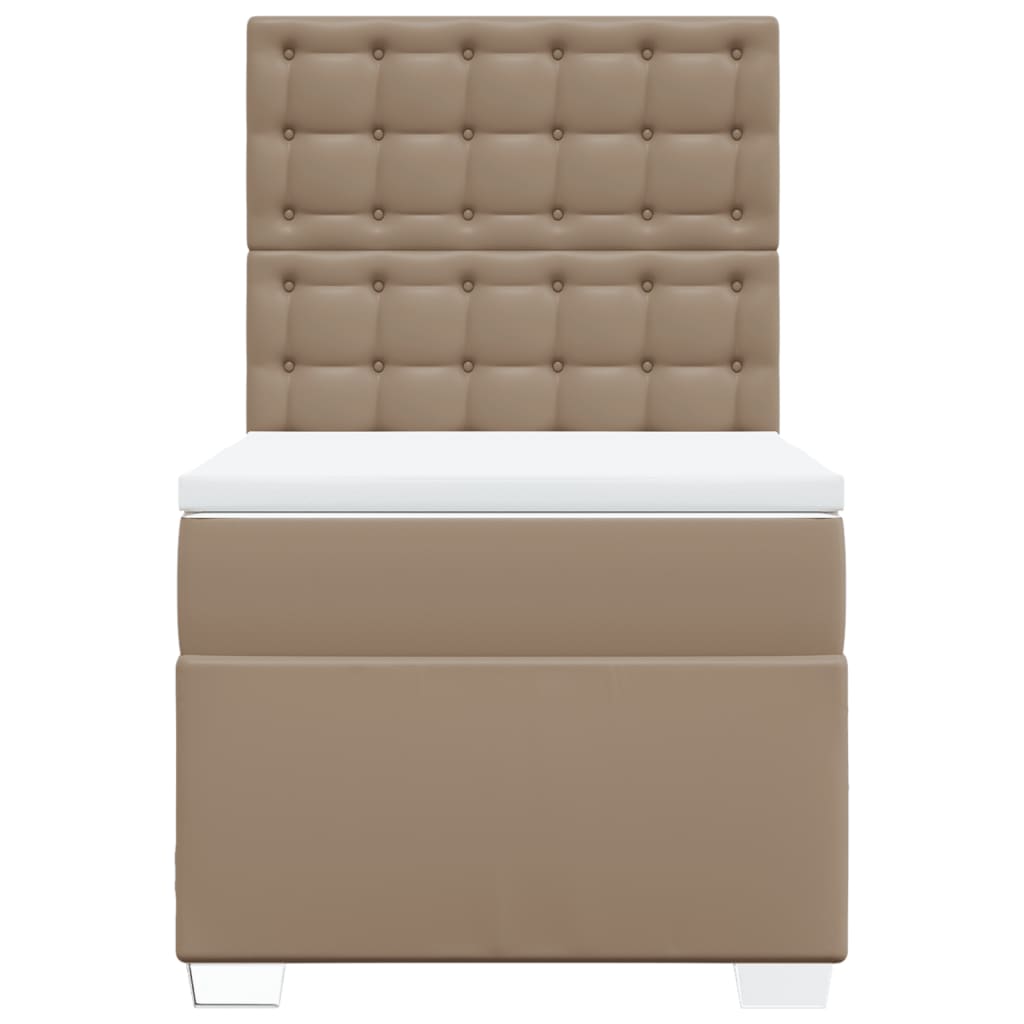 Cama com molas/colchão 90x200 cm couro artificial cappuccino