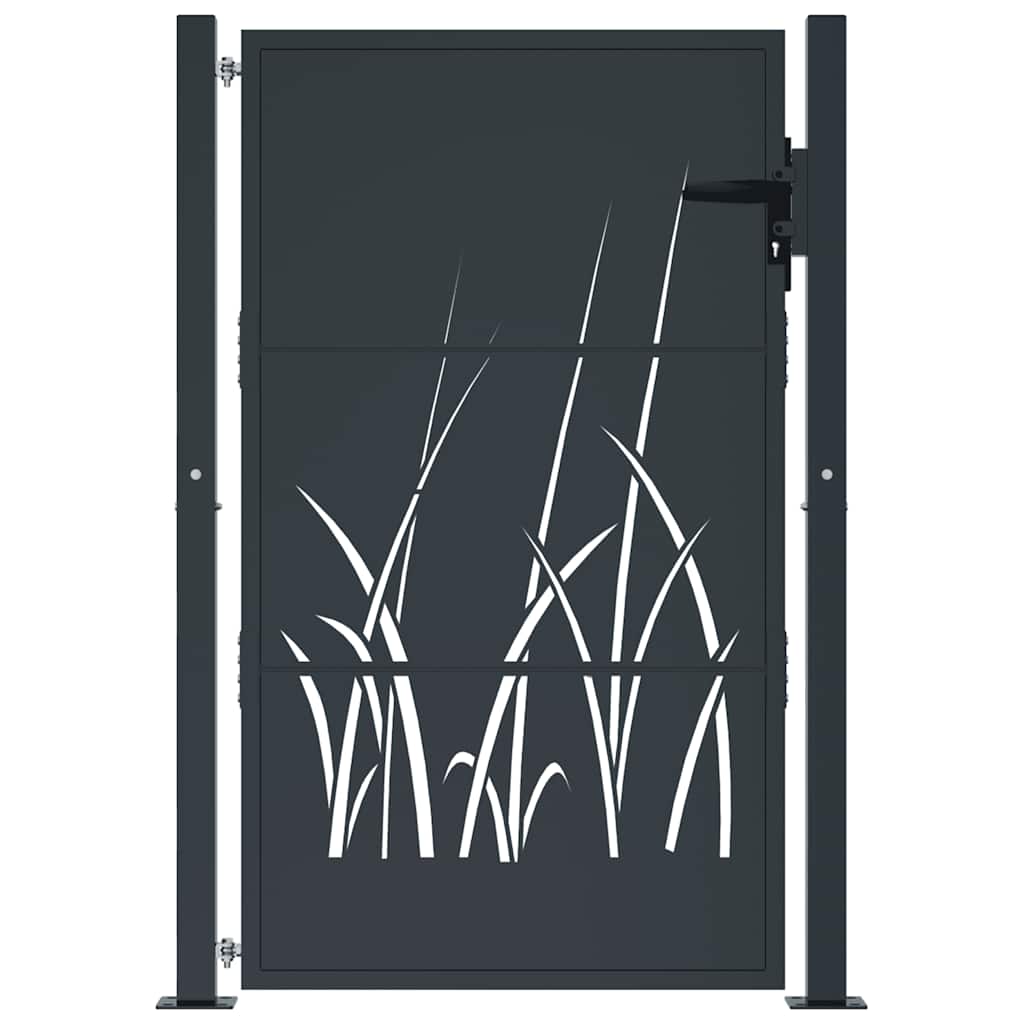 Portão de jardim antracite 100x125 cm aço design grama