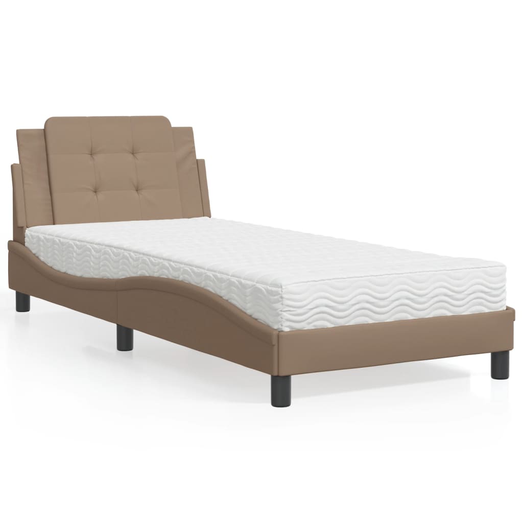 Estrutura de cama sem colchão zadar 100x200 cm couro artificial cappuccino
