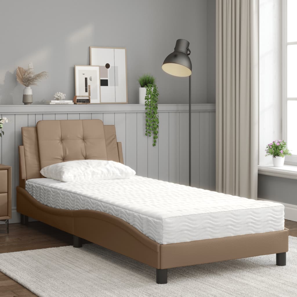 Estrutura de cama sem colchão zadar 100x200 cm couro artificial cappuccino