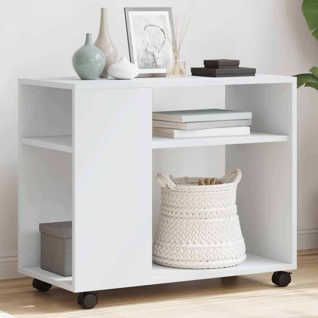 Mesa de apoio c/ rodas 70x35x60 cm derivados de madeira branco