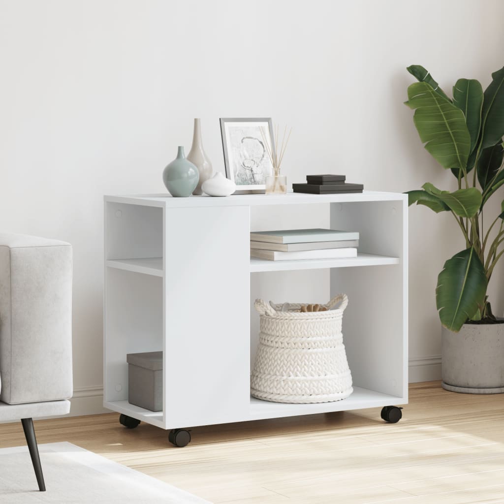 Mesa de apoio c/ rodas 70x35x60 cm derivados de madeira branco