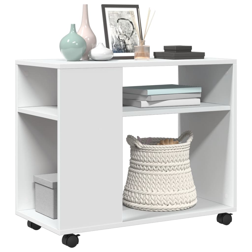 Mesa de apoio c/ rodas 70x35x60 cm derivados de madeira branco