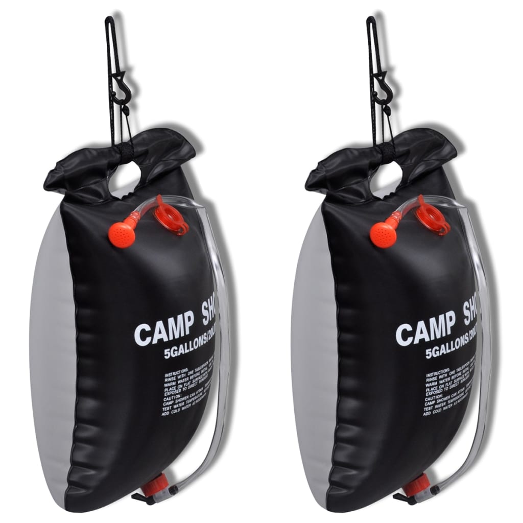 Chuveiro com aquecimento solar para campismo/exterior 20 l 2 pcs