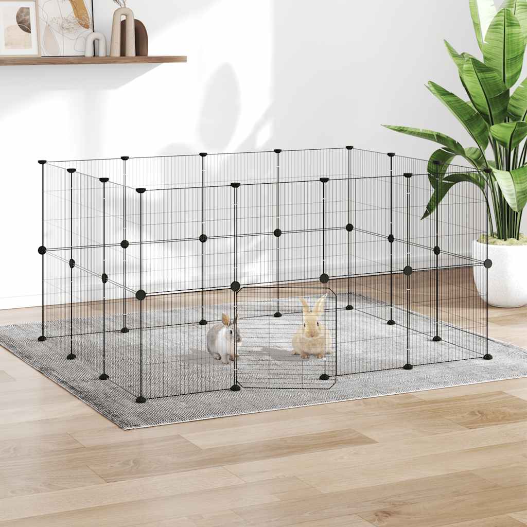 Gaiola p/ animais de 28 painéis c/ porta 35x35 cm aço preto