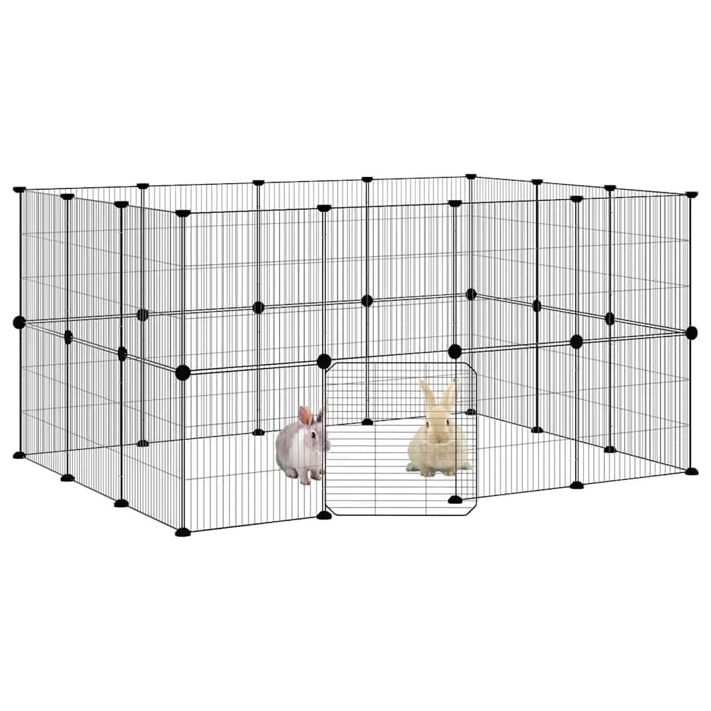 Gaiola p/ animais de 28 painéis c/ porta 35x35 cm aço preto
