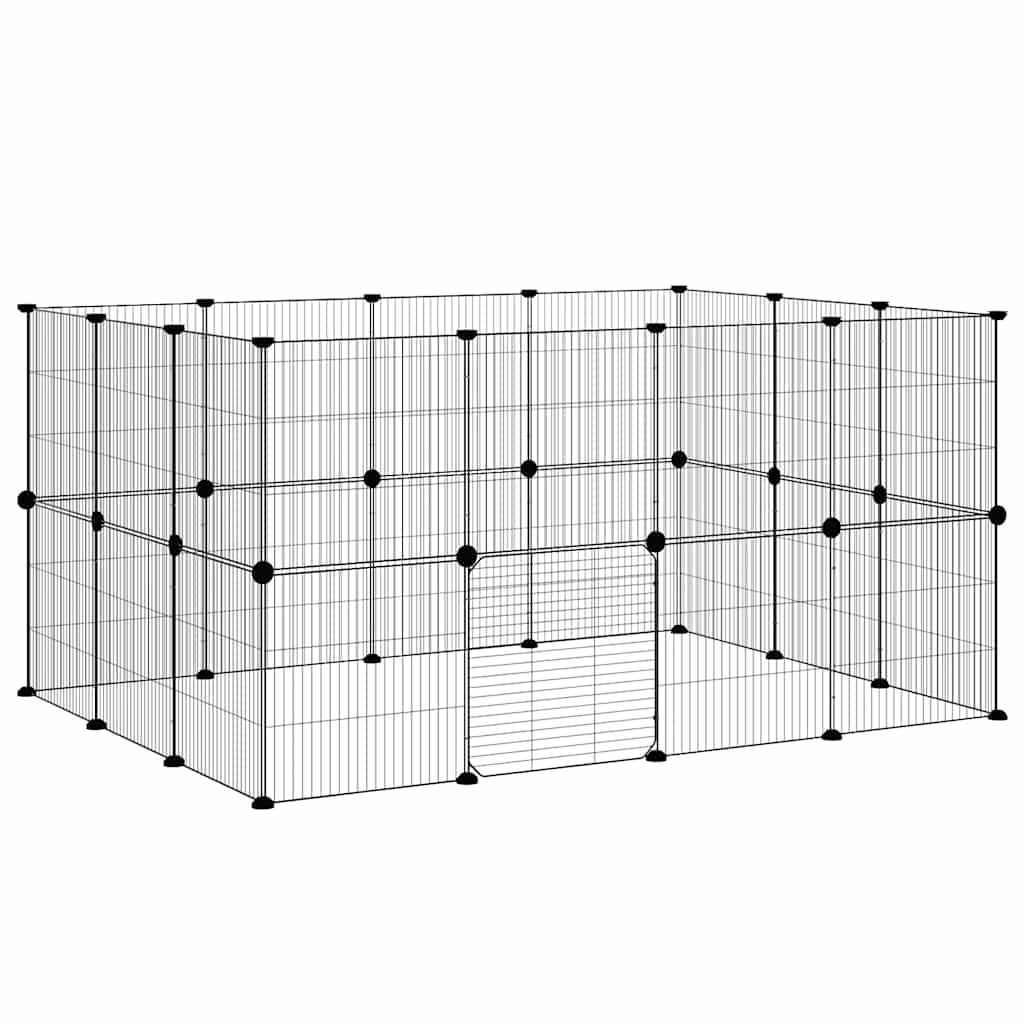 Gaiola p/ animais de 28 painéis c/ porta 35x35 cm aço preto