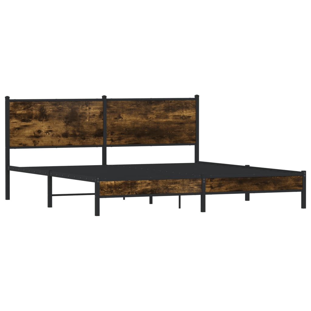 Estrutura de cama sem colchão 183x213cm metal carvalho fumado