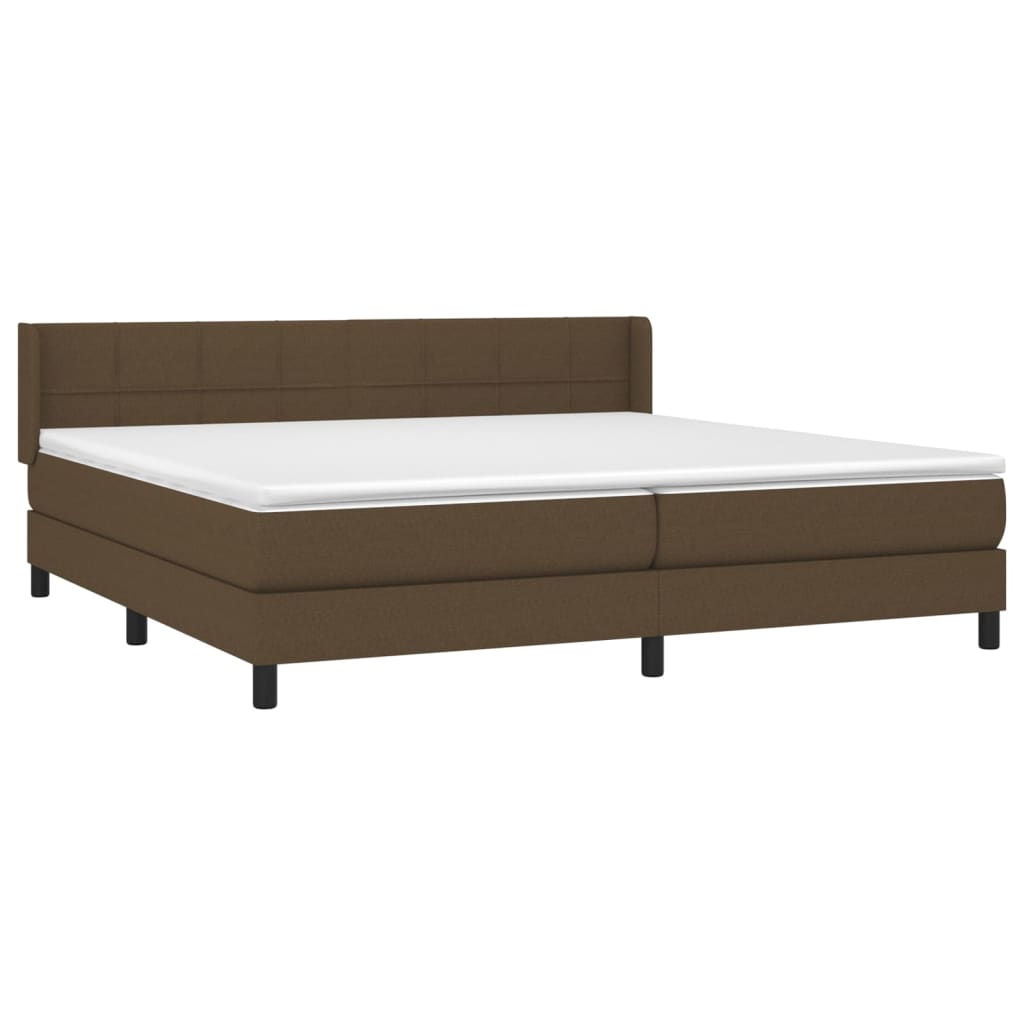 Cama com molas/colchão 200x200 cm tecido castanho-escuro