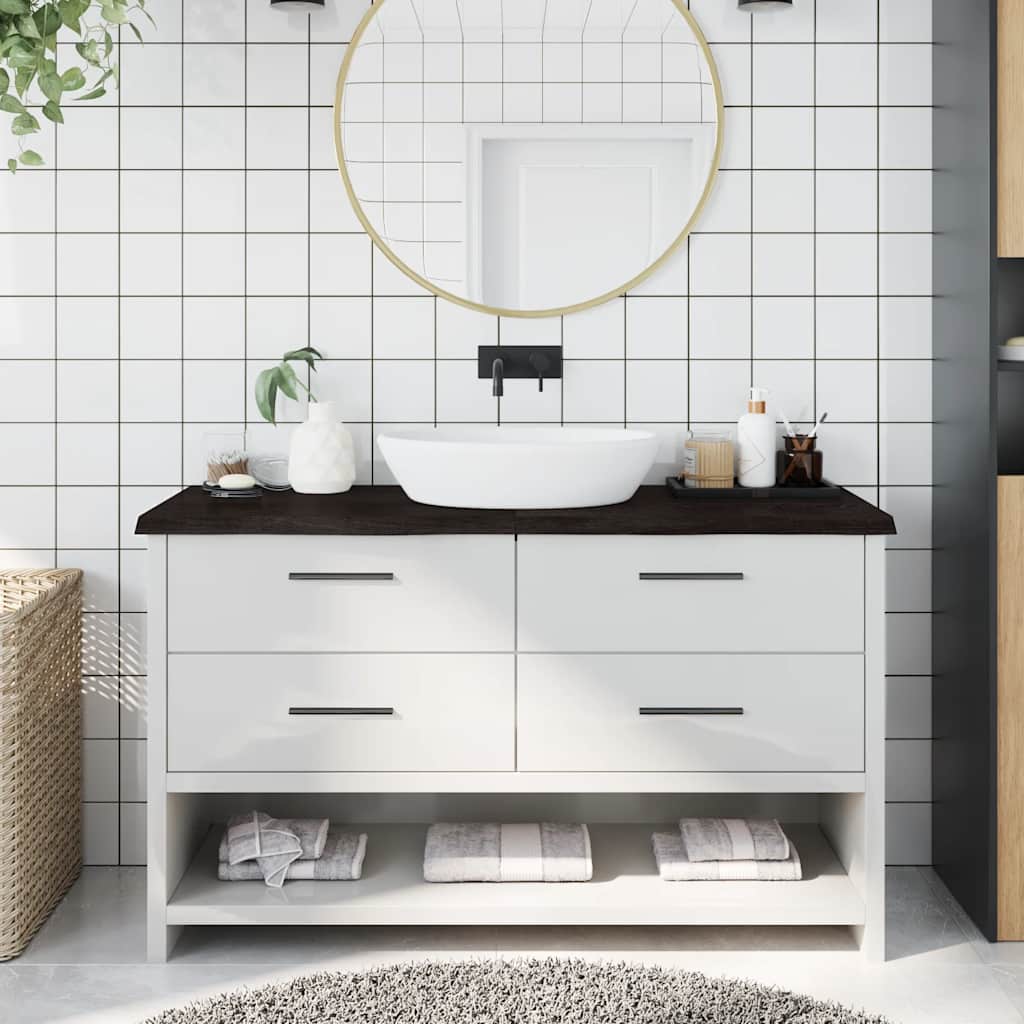 Bancada p/ wc 140x50x(2-4)cm madeira tratada maciça castanho