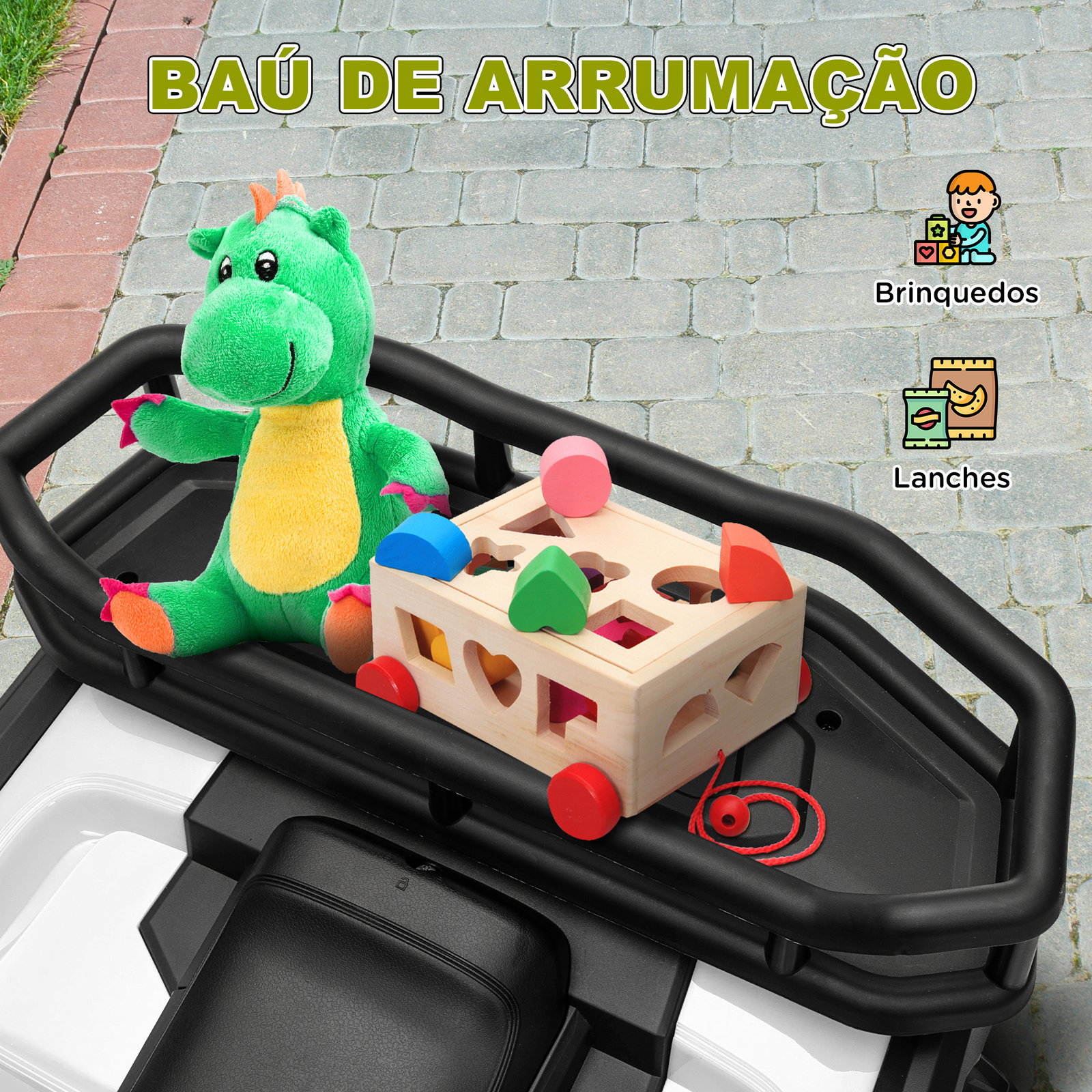 Quadriciclo elétrico para criança 12v faróis música mp3 velocidade ajustável e cesta de arrumação 88x50x57,5 cm verde