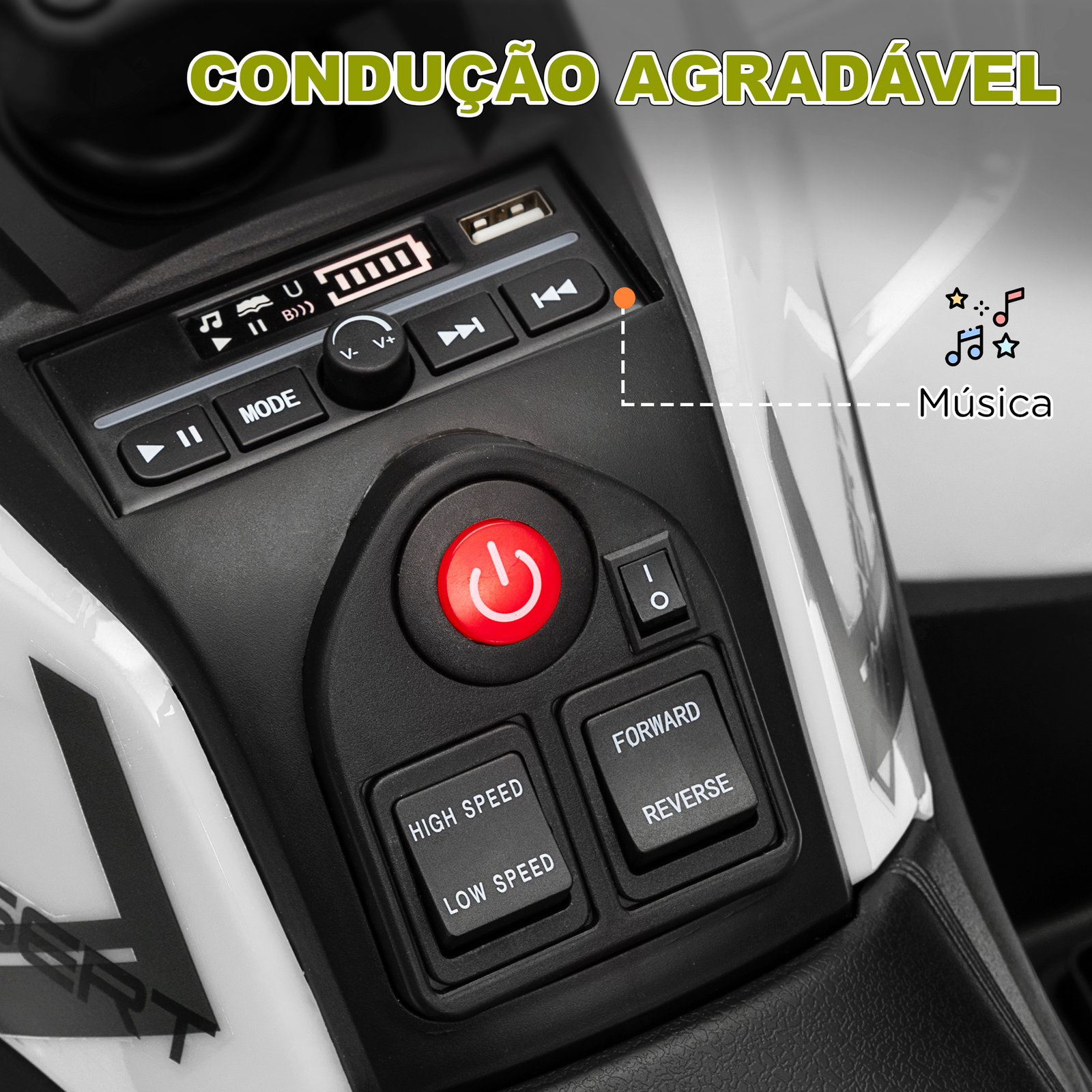 Quadriciclo elétrico para criança 12v faróis música mp3 velocidade ajustável e cesta de arrumação 88x50x57,5 cm verde