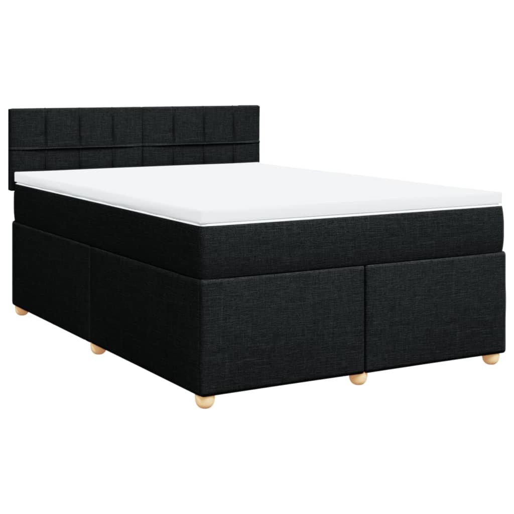 Cama com molas/colchão 140x190 cm tecido preto
