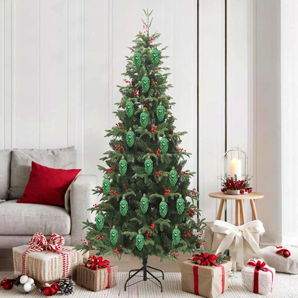 Bola de pinheiro de natal 40 unid. verde 4 x 9 cm plástico leds