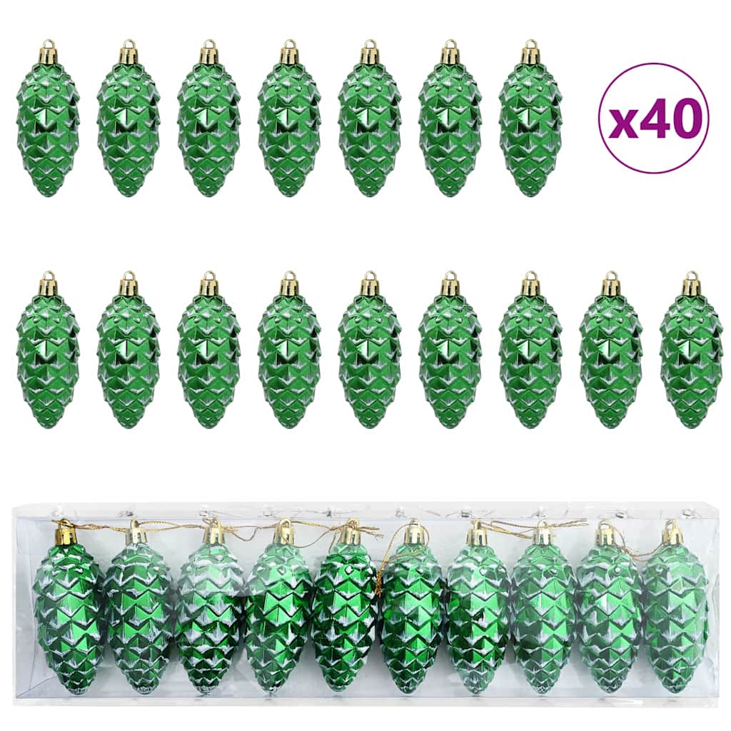 Bola de pinheiro de natal 40 unid. verde 4 x 9 cm plástico leds