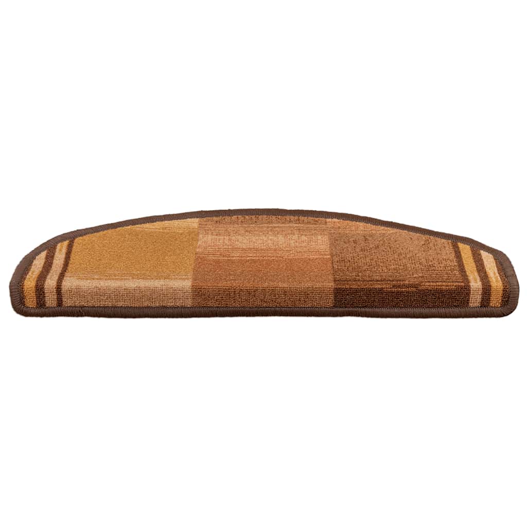 Tapetes de escada adesivos 15 pcs 65x21x4 cm castanho