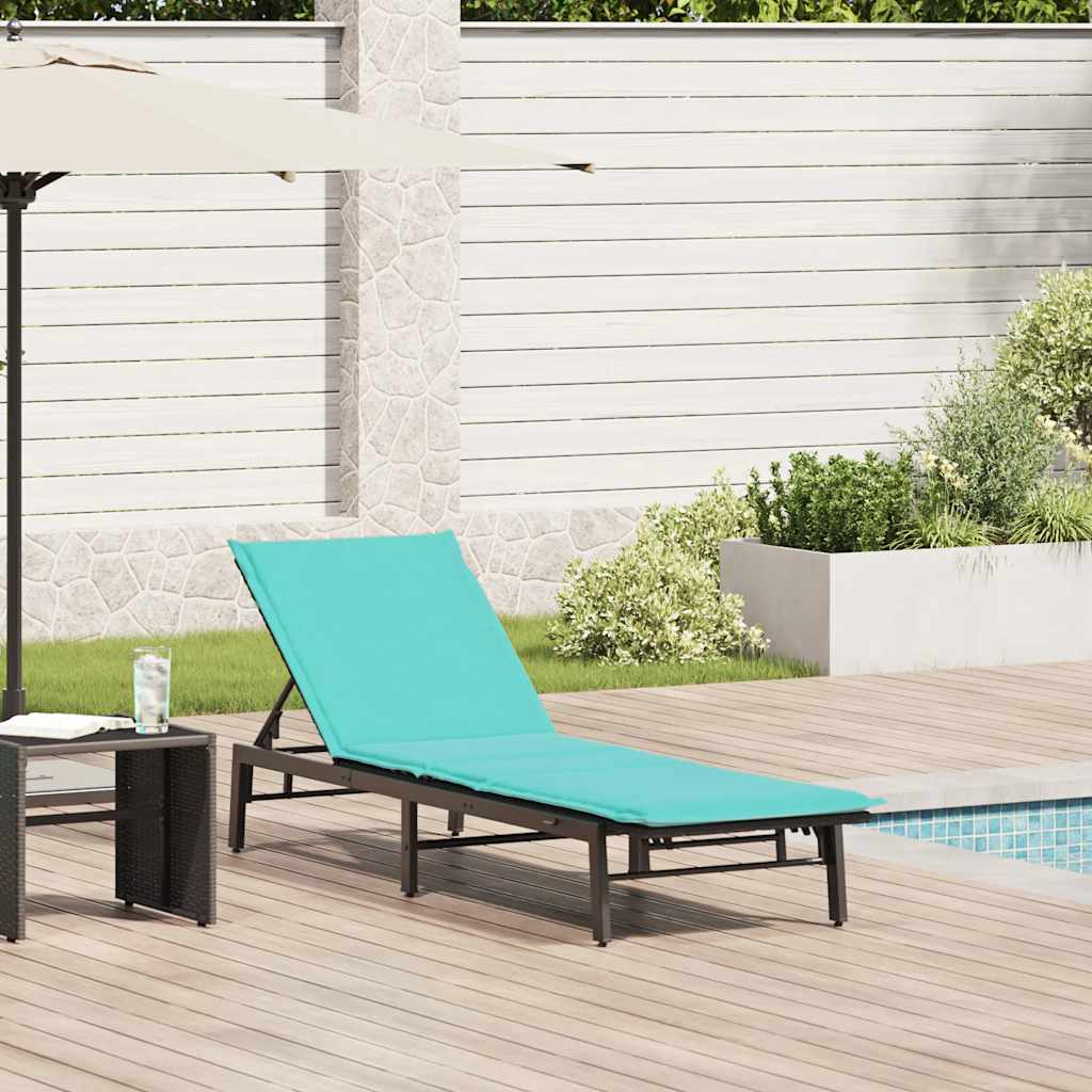 Espreguiçadeira com almofada em rattan sintético preto