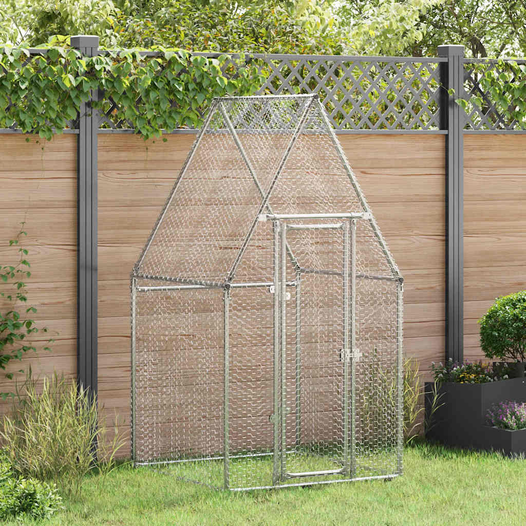 Galinheiro 100x100x190 cm aço galvanizado prateado