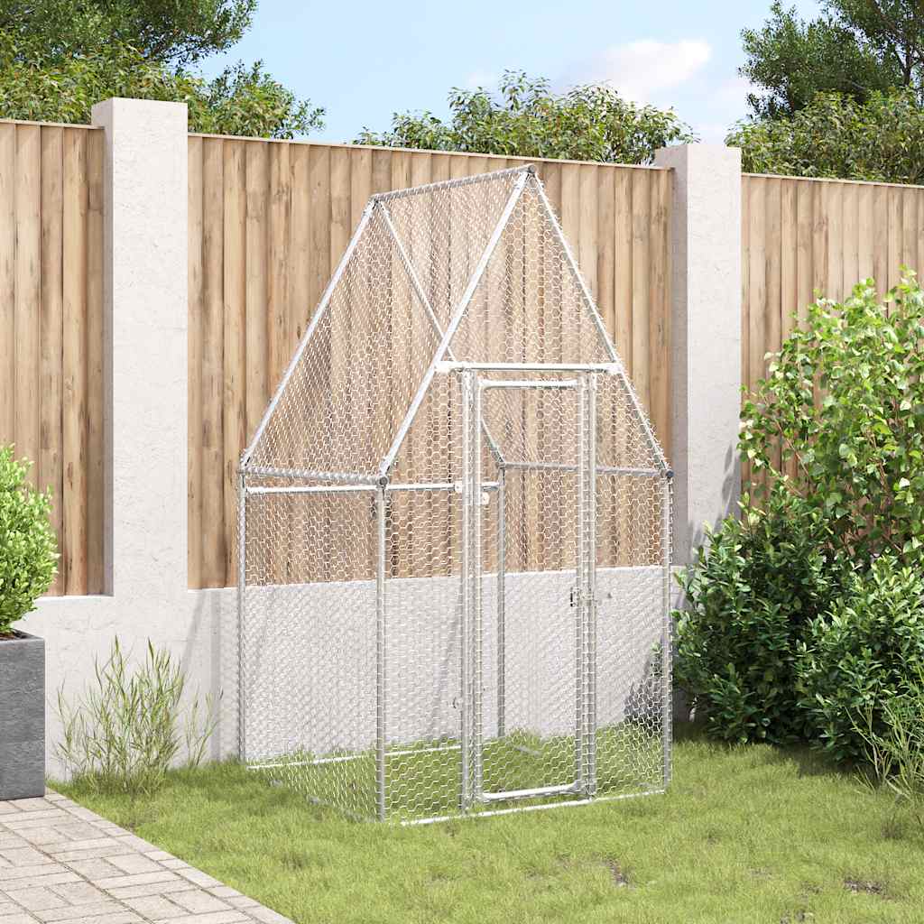 Galinheiro 100x100x190 cm aço galvanizado prateado
