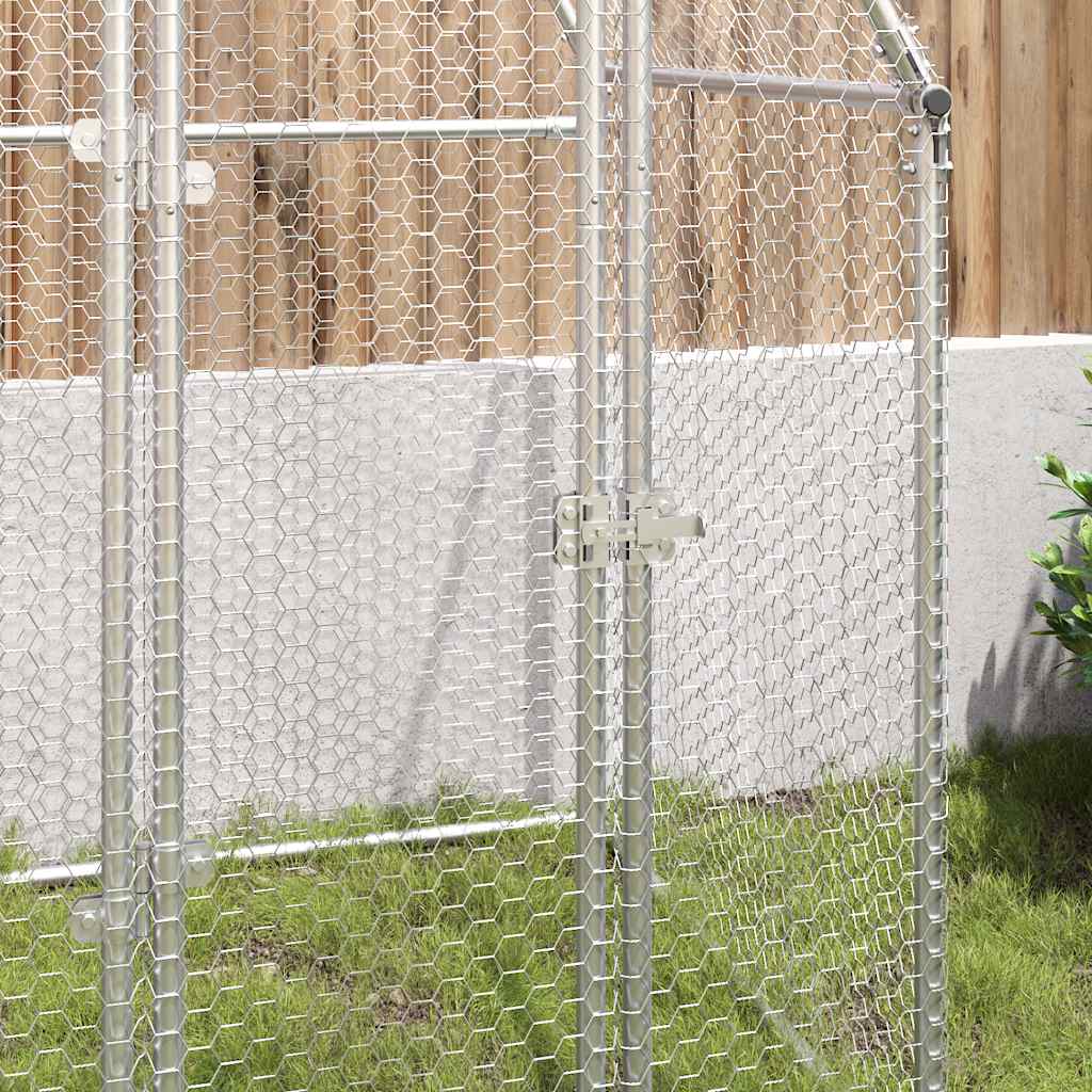 Galinheiro 100x100x190 cm aço galvanizado prateado