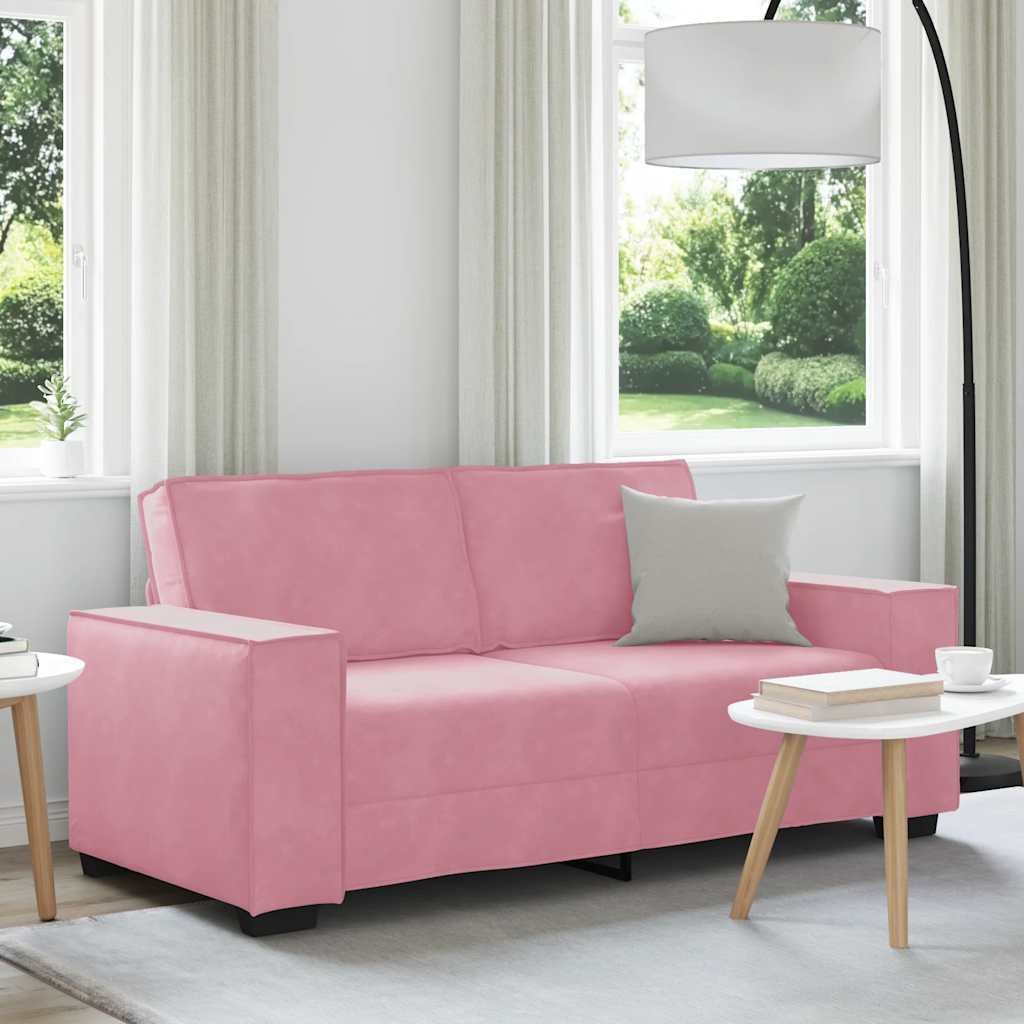 Sofá de 2 lugares rosa, 180x78x84 cm, veludo