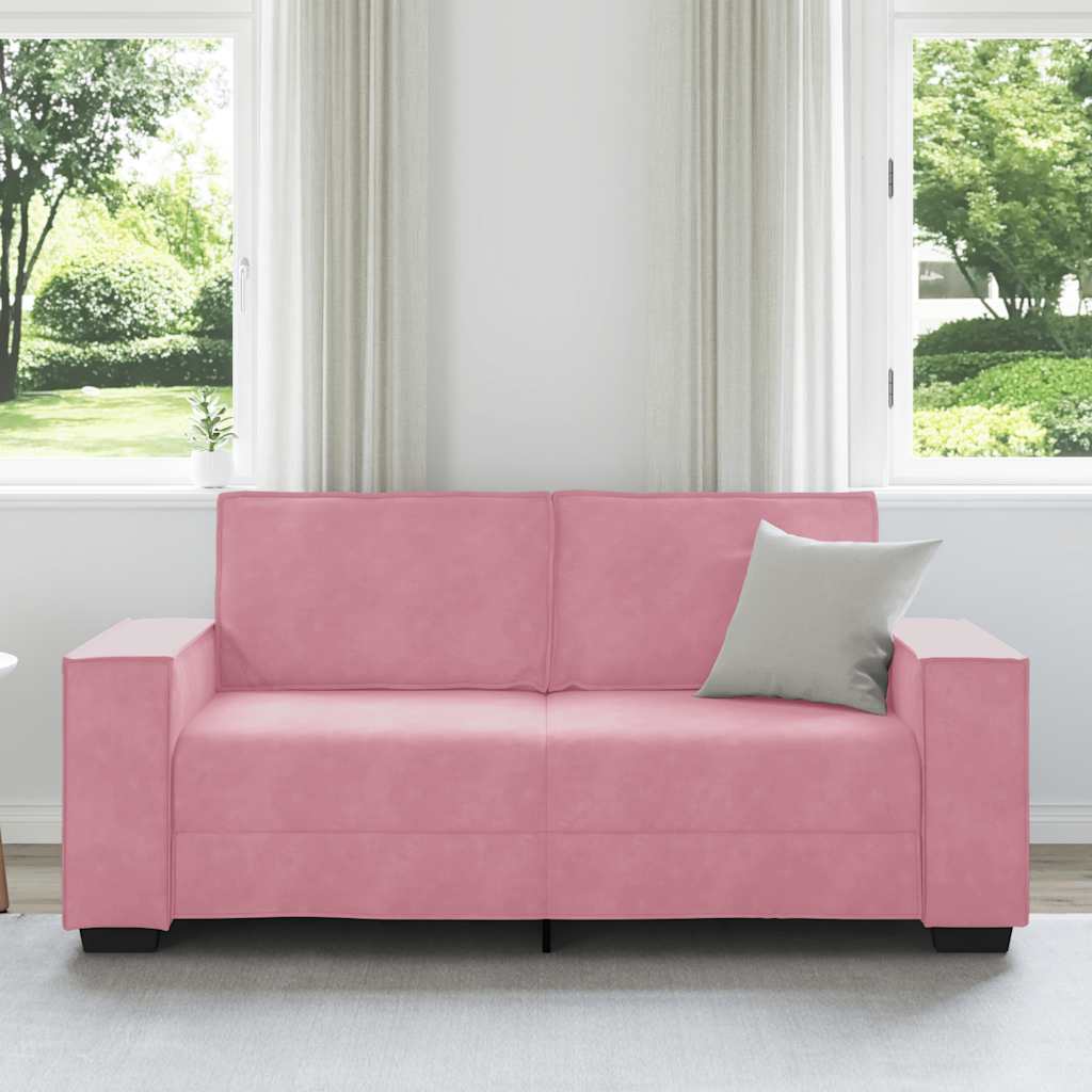 Sofá de 2 lugares rosa, 180x78x84 cm, veludo