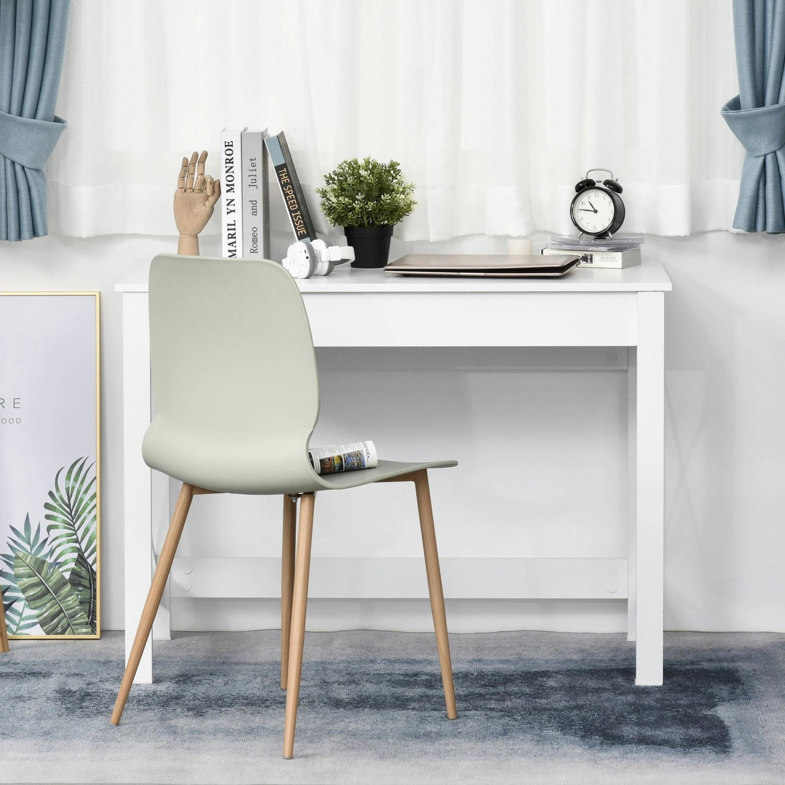Mesa de escritório multifuncional moderna e minimalista 105x50x76 cm branco